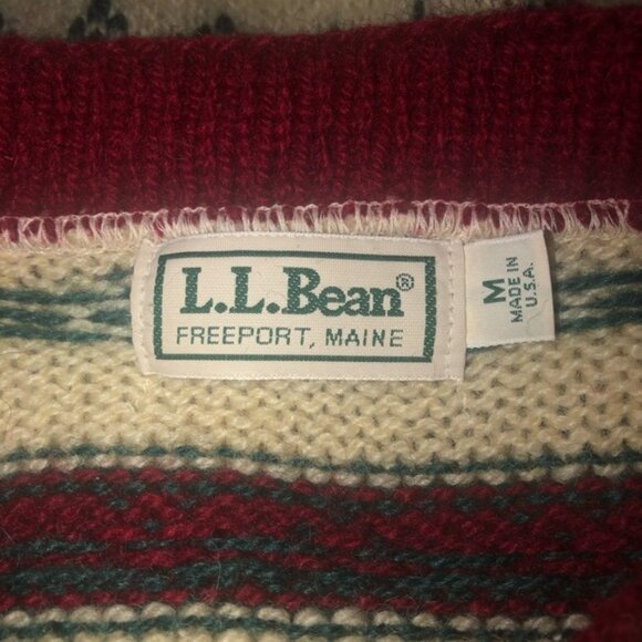 LL Bean vintage 80’s Fair Isle wool cardigan size M - Picture 2 of 4